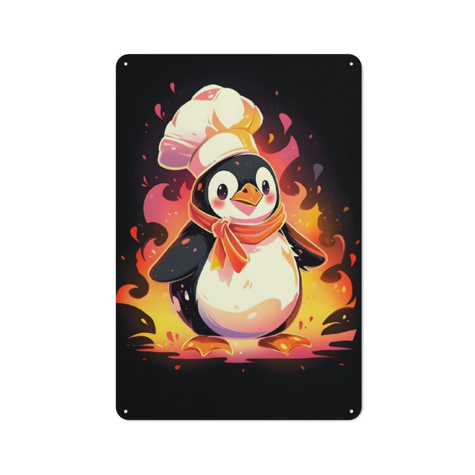 Junmoney Epic Penguin Chef Retro Tin Sign 30X20cm For Hobby Room Or Studio, New-Space Wall Decor For Creative Interior Collectors
