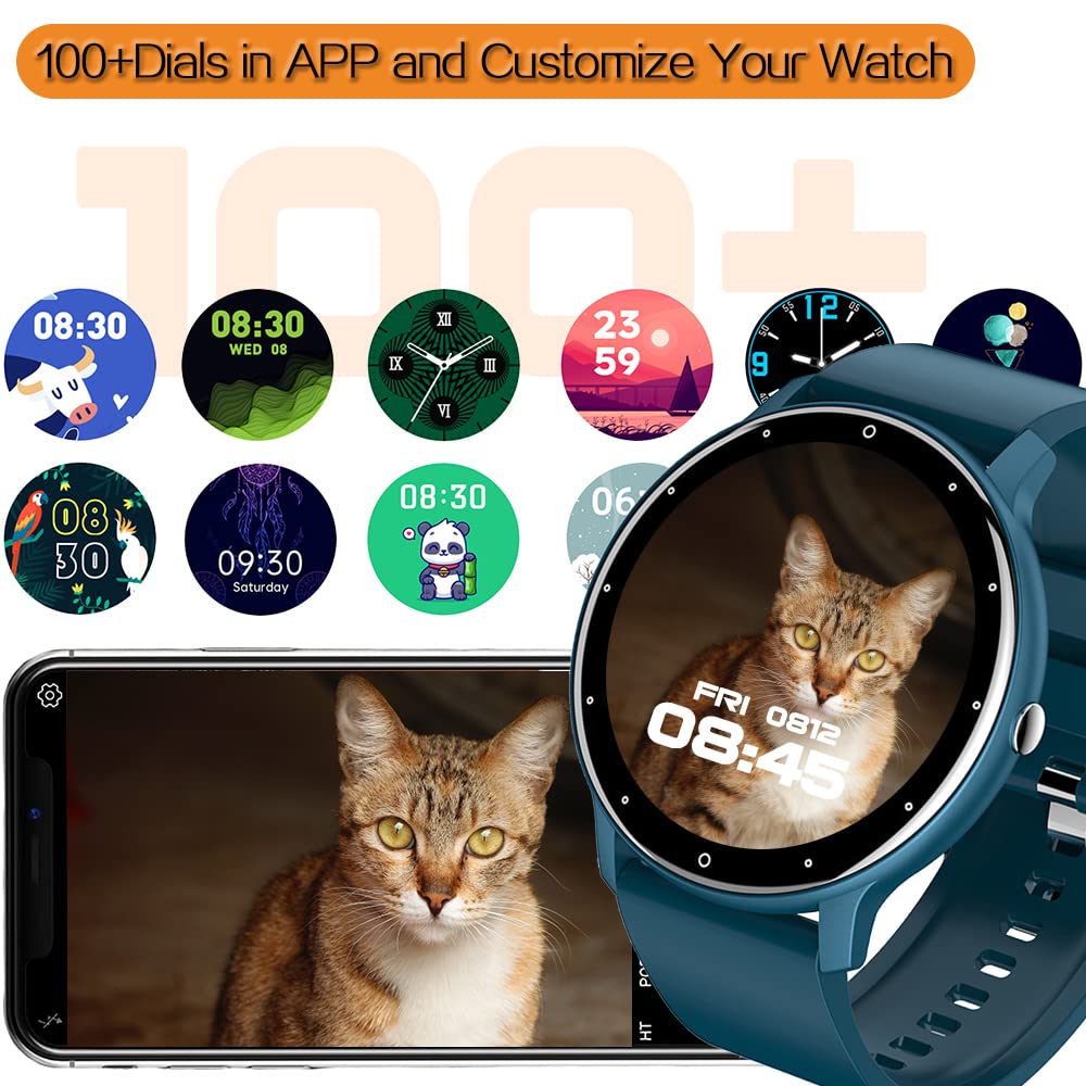 0,8 cm Ultra Delgado Reloj Inteligente Rastreador Fitness Podómetro con Funciones Monitoreo Frecuencia Cardíaca, Presión Arterial, Oxígeno Sangre y Sueño, Notificación Push Mensajes