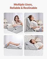Vista 4 de VEVOR Almohada de cuña de cama para dormir, cuña ortopédica ajustable, relleno de espuma de alta densidad 25D y funda suave lavable, almohada