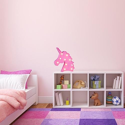 Miniatura 6 de Lámpara de noche de luz LED con forma de unicornio, decoración para pared, recibidor o recámara (funciona con batería)
