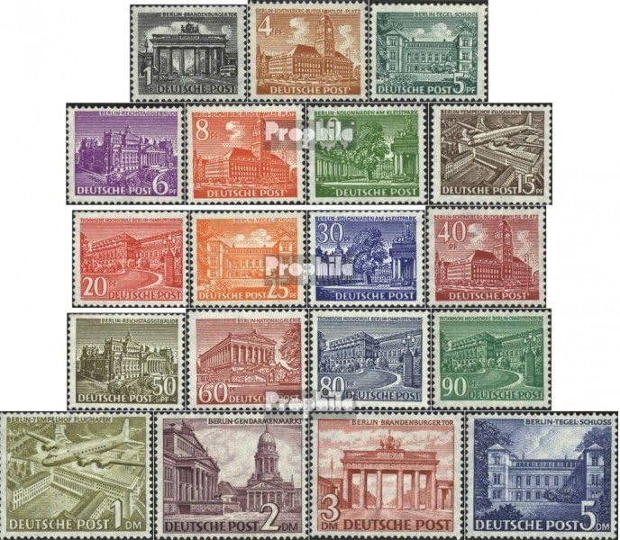 Sellos para los coleccionistas de Berlín Oeste Prophila 42-60 serie completa edificios 1949