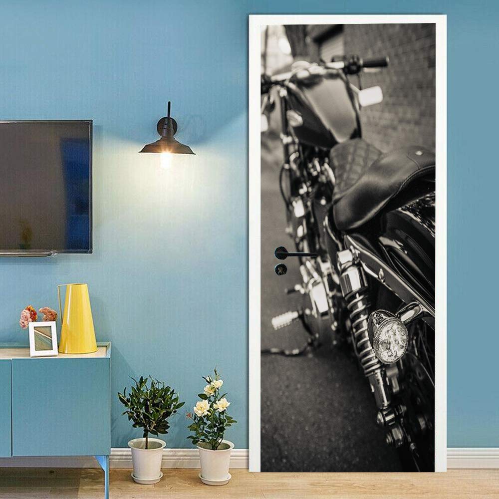 Sticker de porte intérieur moto 3D pour déco de chambre d'ado et salon