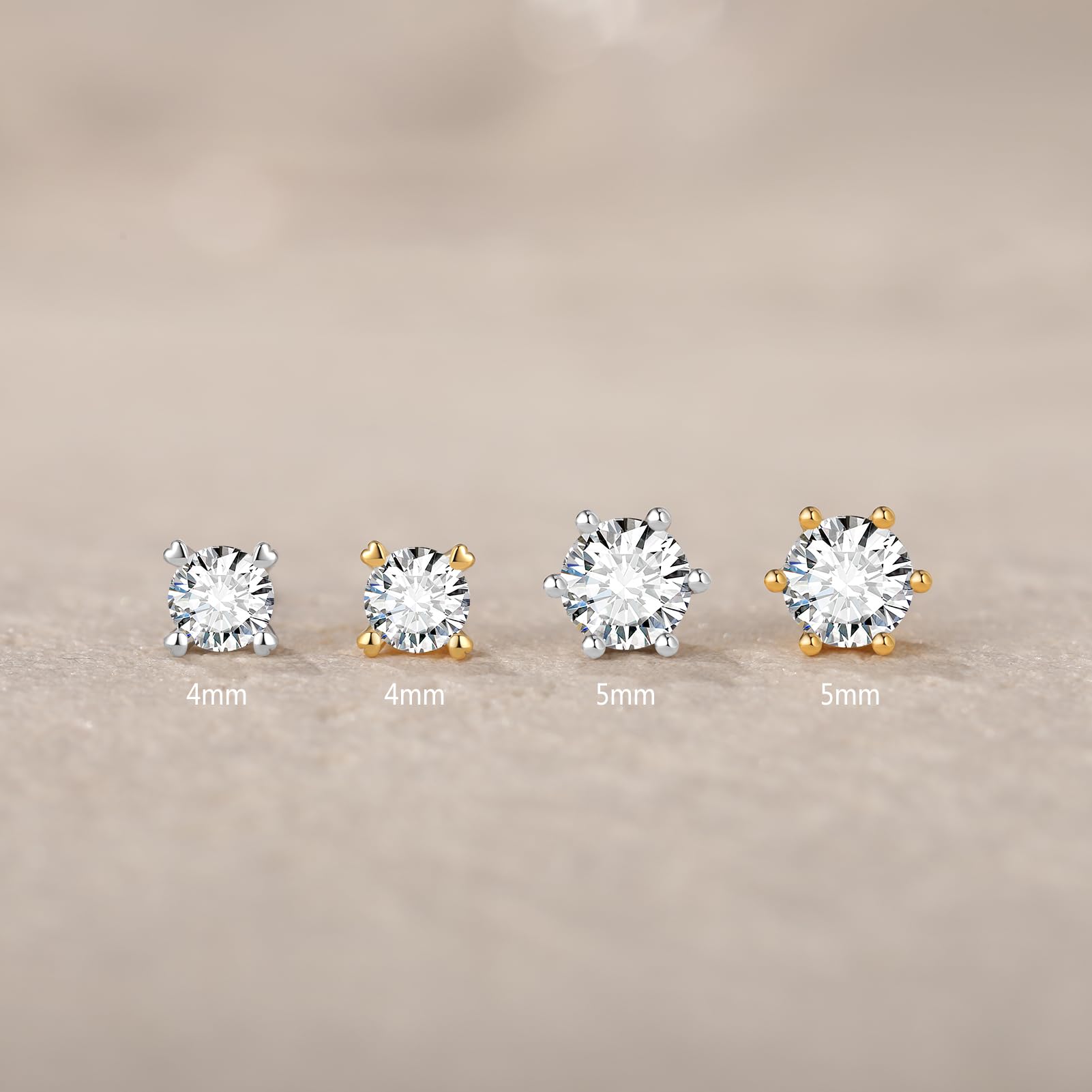 GW Moissanite Orecchini Uomo Orecchini Donna Argento 925 Orecchini Acciaio Chirurgico Placcato Oro 18 Carati Orecchini Oro Donna in Vero Argento 925 Orecchini Diamante Uomo 4mm 5mm