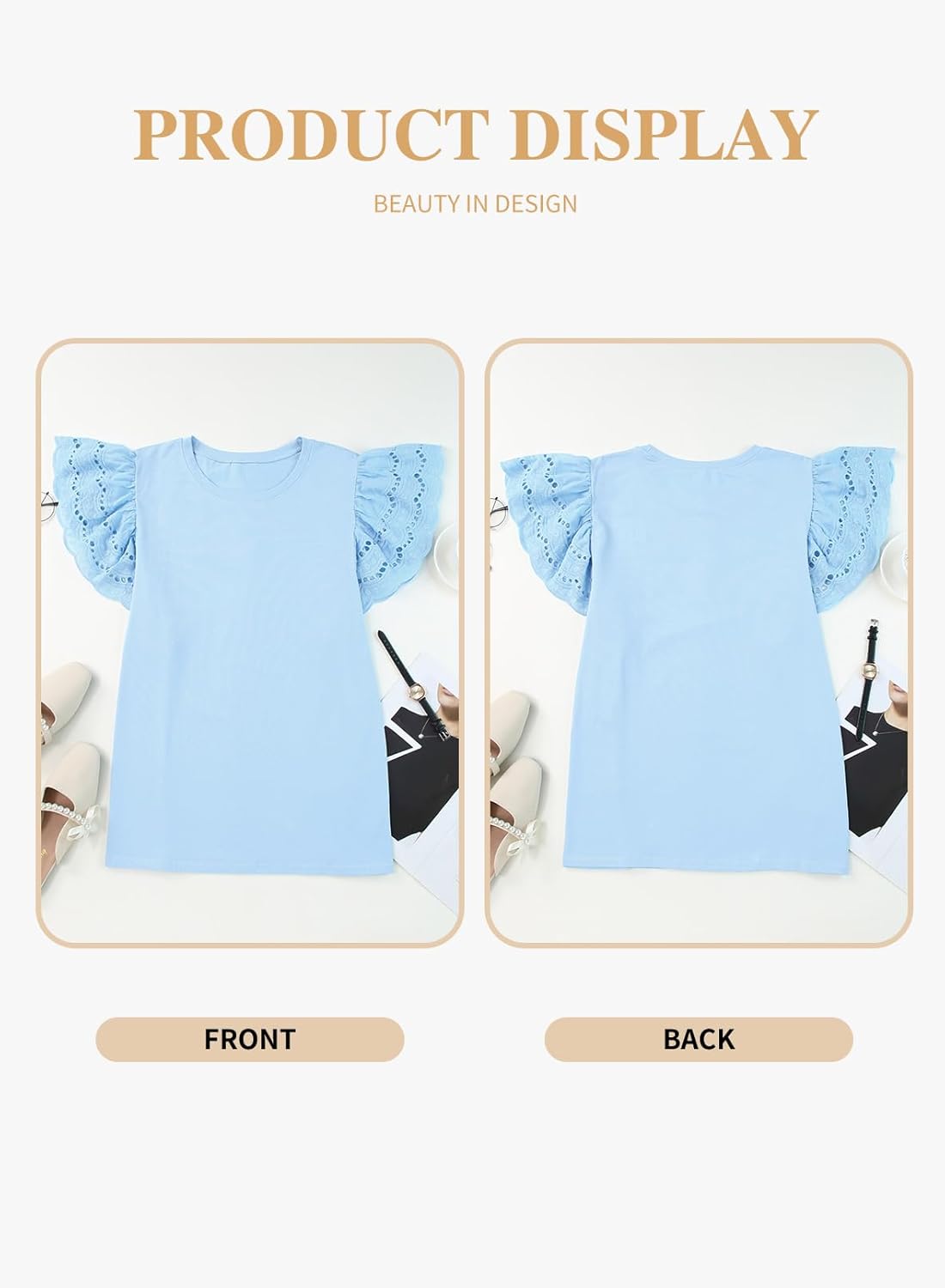 Eytino Womens Plus Size Tops Short Sleeve Round Neck Hollow Out Casual Loose Tunic Tees Shirts(1X-5X) - Image 4