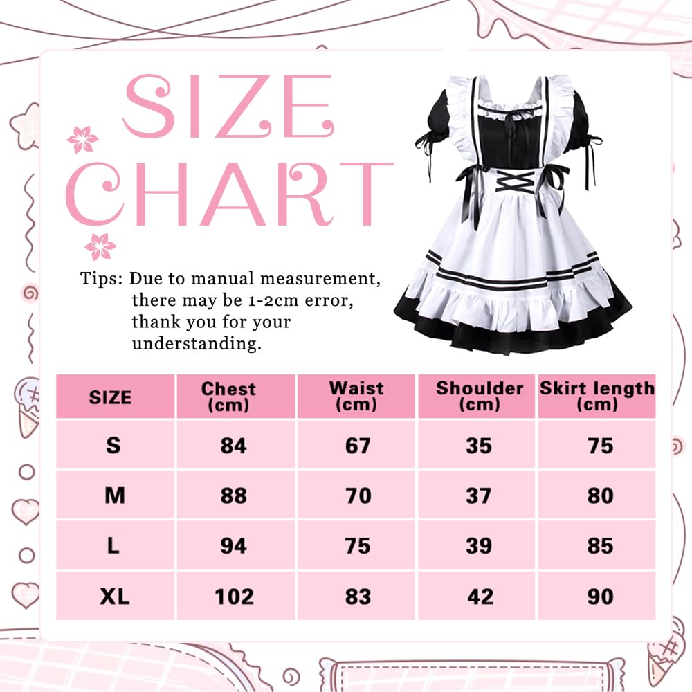 Maid Dress, costume da cameriera cosplay, set di abbigliamento da cameriera, per adulti, Halloween, carnevale, feste