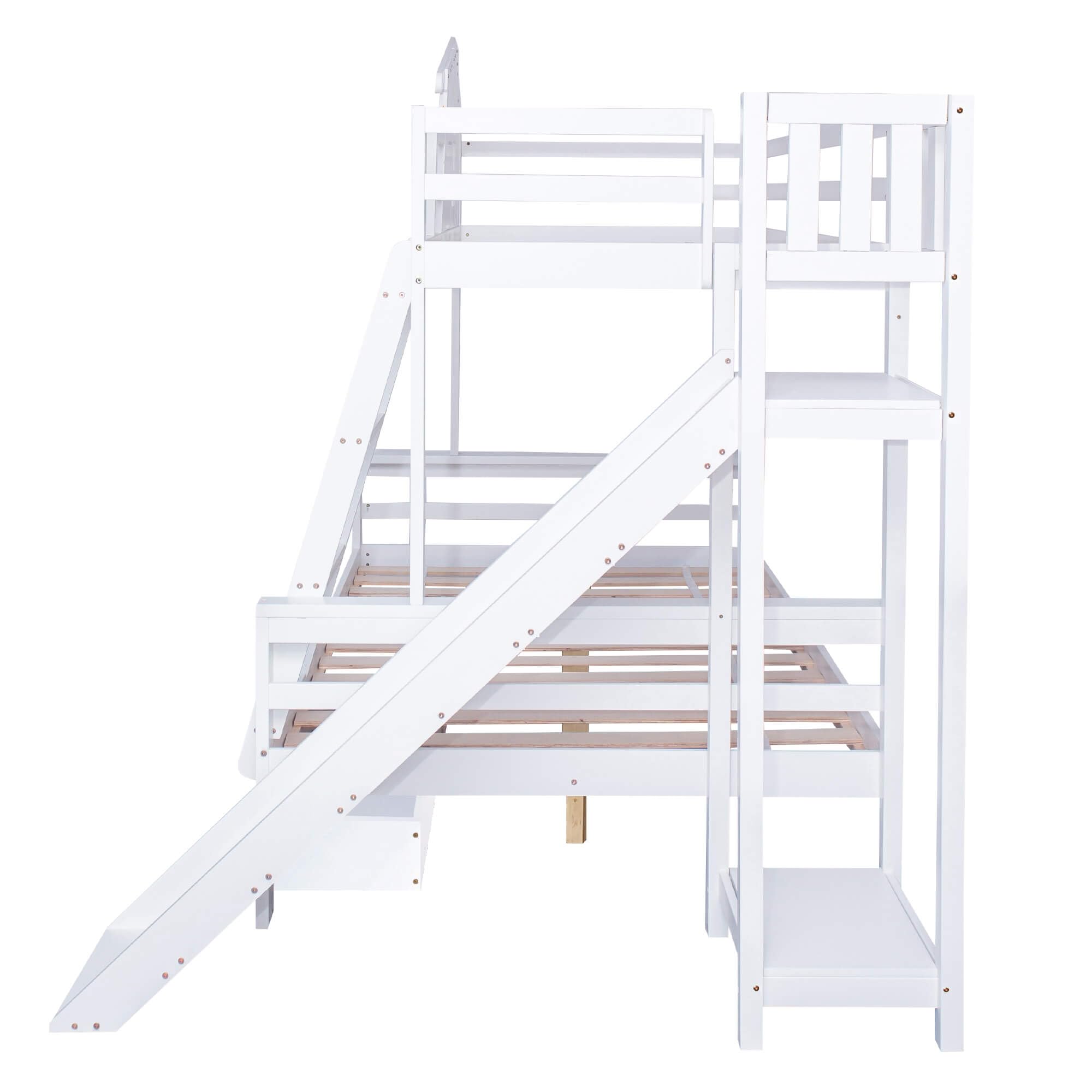YCYDHDM Stapelbed 90 x 200 cm met ladder en glijbaan, kinderbed, stapelbed, onderste bed, bedframe van grenenhout, bed met lattenbodem voor 2 kinderen, houtkleur en wit YCYDHDM Stapelbed 90 x 200 cm met ladder en glijbaan, kinderbed, stapelbed, onderste bed, bedframe van grenenhout, bed met lattenbodem voor 2 kinderen, houtkleur en wit
