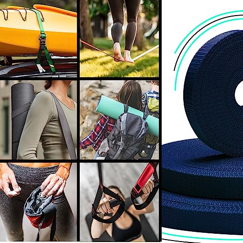 Image of TECEUM 3 /4 inch & 5 /8 inch & 1 inch & 1.5 inch & 2 inch Webbing - 10 25 50 Yards - 40+ Colors - Heavy Duty 1 Inch 1.5 Inch 2 Inch Backpack Straps - Webbing for Outdoors Indoors Crafting DIY