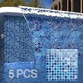 LSDECO 5 Sheets Glass Mosaic Tiles Backsplash, Pool Tiles, 12" x 12" Kitchen Backsplash Tile, Glass Tiles for Bathroom Border Shower Wall (5 Sq.Ft Blue Blend)