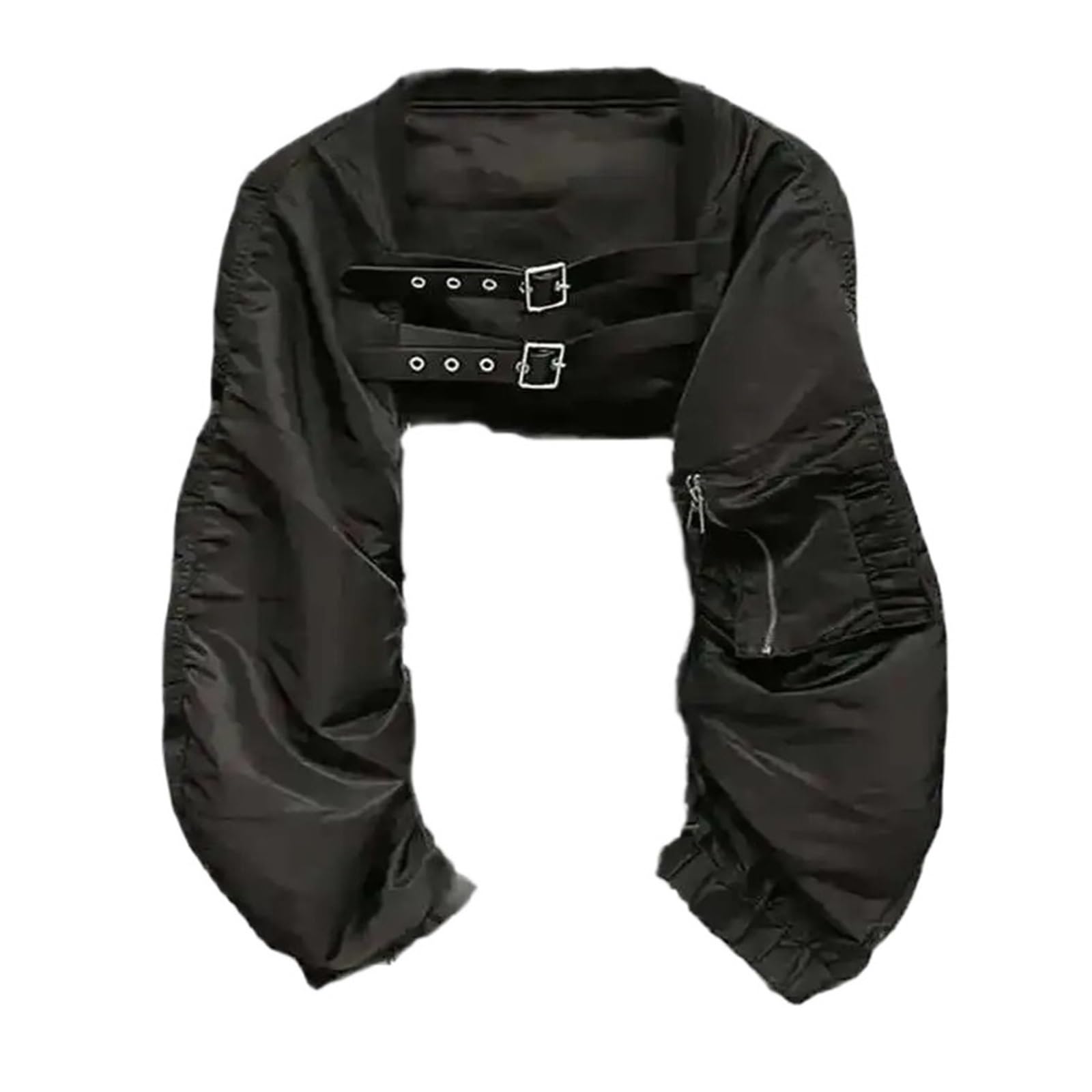 Manteau Court À Manches Longues for Moto Avec Boucle Plissée