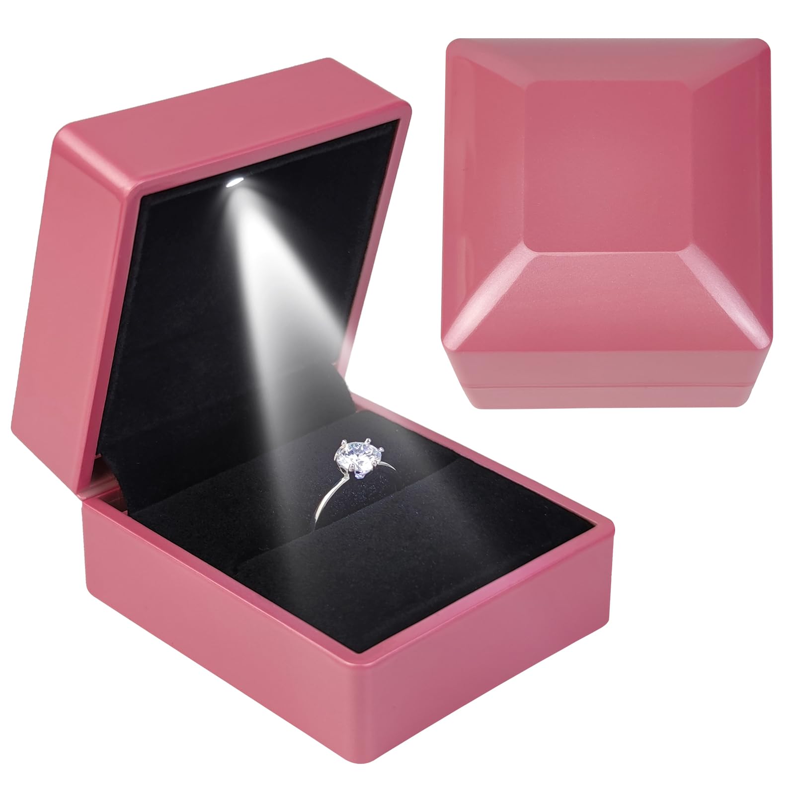 ライトピンク ギフトボックス 約10cm x 7cm 100個 Amazon.com: KEISIMI Luxury Ring Box with LED Light, Ring Box for