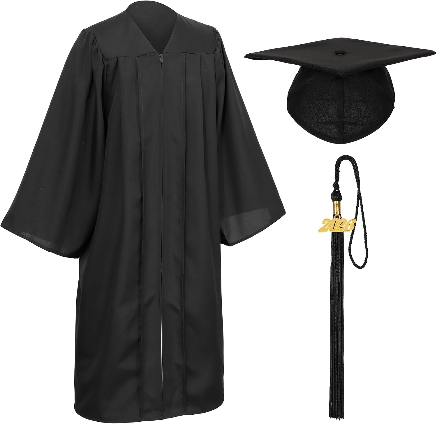 Unisex Matte Graduation Cap and Gown Tassel Package for High School and Bachelor
