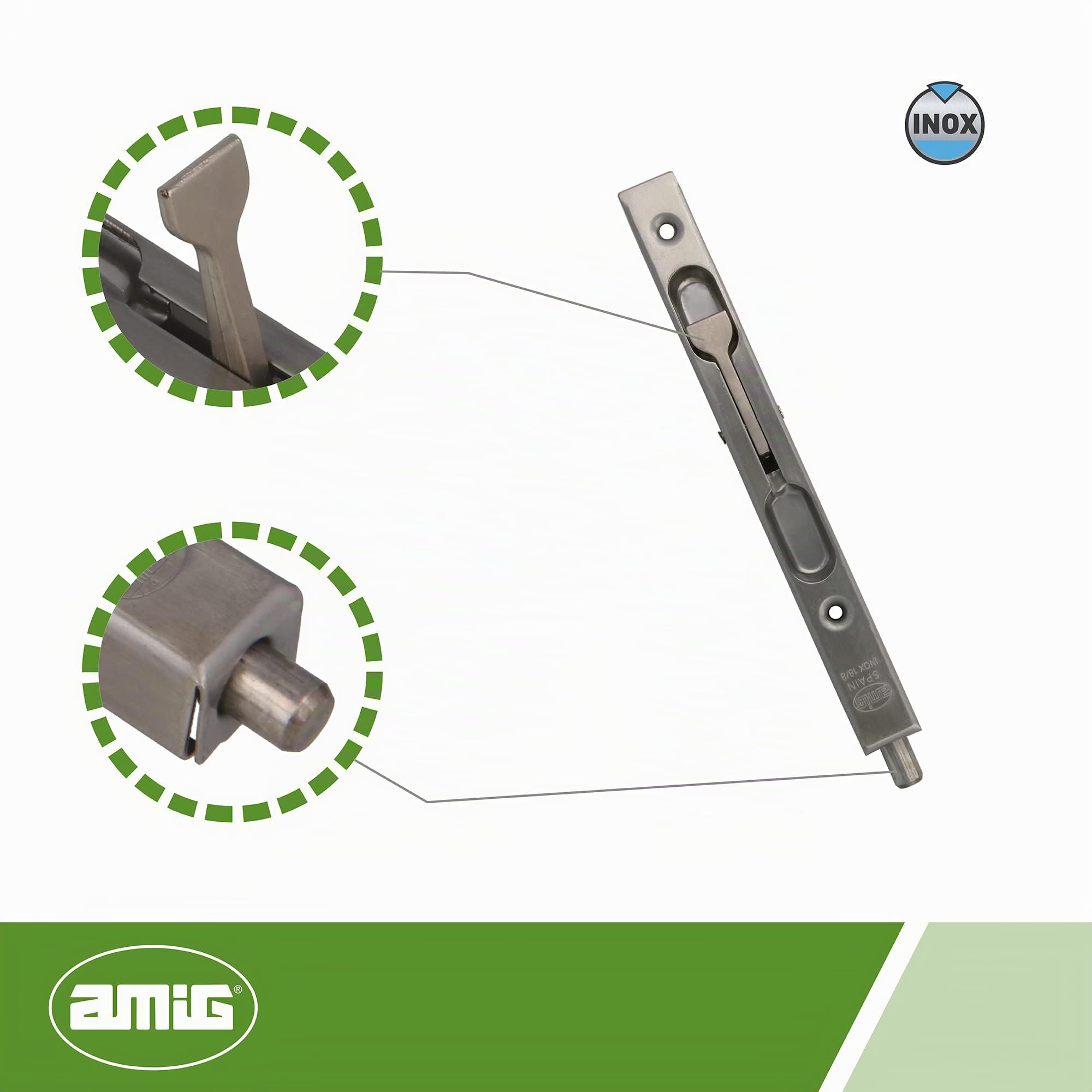 Amig - Perno per Incasso - Chiusura Automatica Verticale - Adatto per Porte in Legno - Sicurezza per Bagno e Camera - Acciaio Durevole, Multicolore