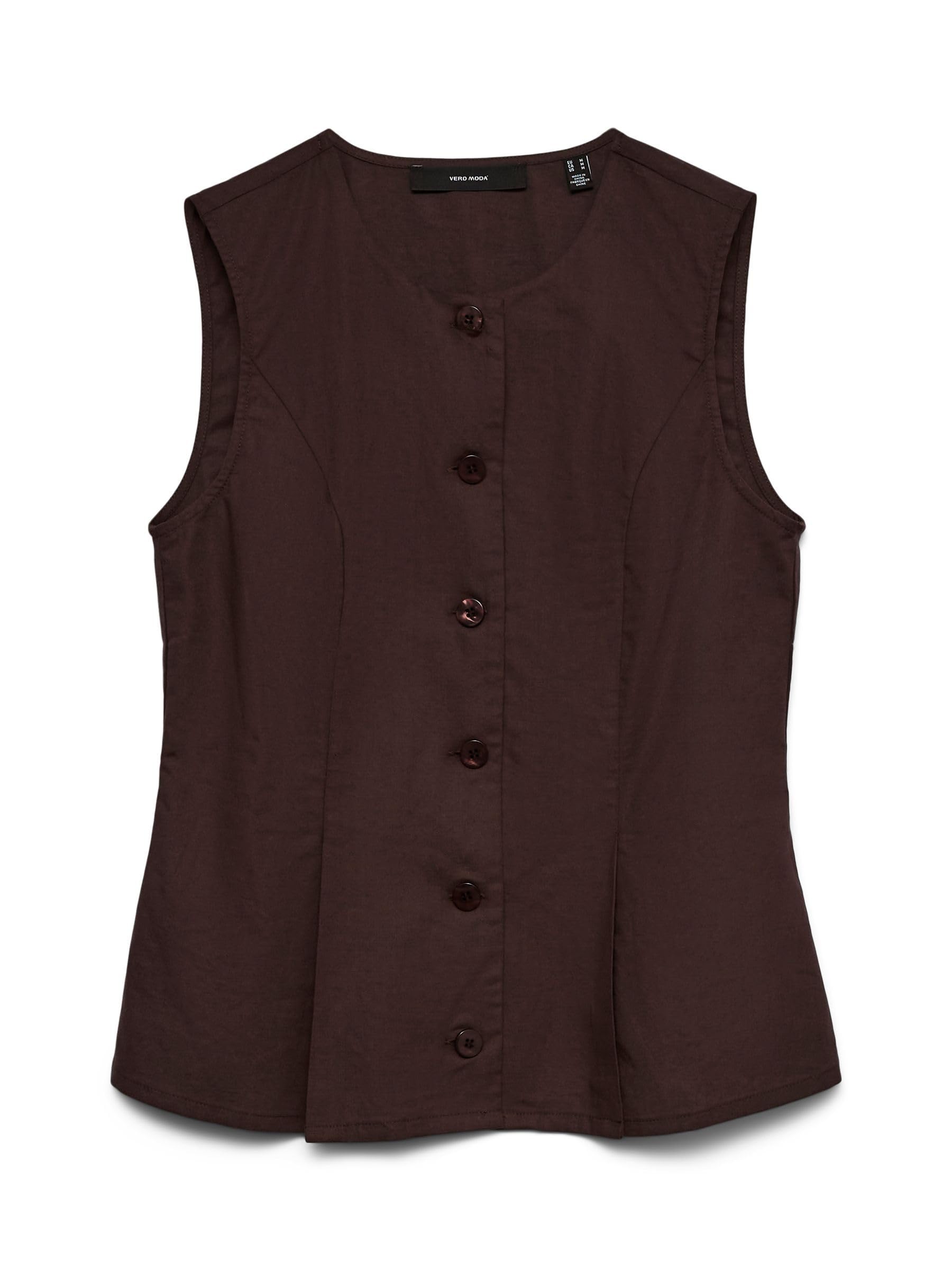 VERO MODA Women's Vmselma Waistcoat WVN Noos, Chocolate Cake, M