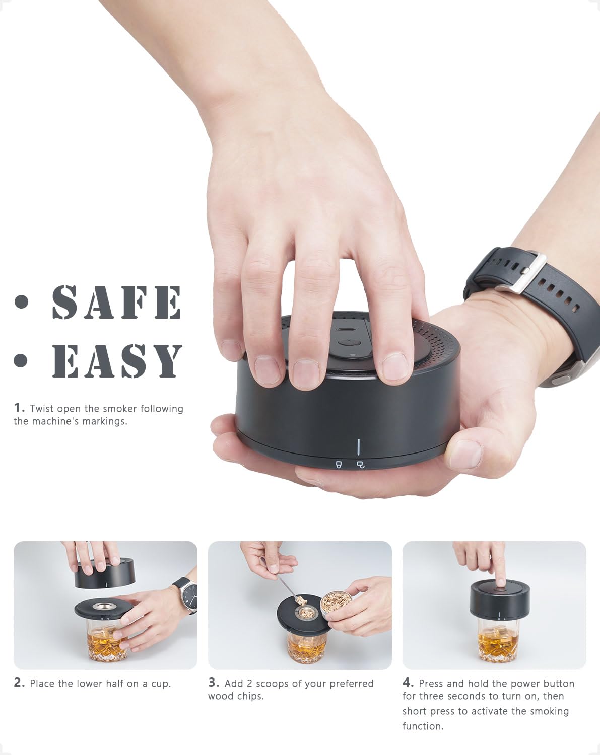 Kit per affumicatore whisky da Elettrico 6 Aromi di Legno USB Ricaricabile Affumicatore Cocktail al bevande Idee Regalo Uomo Padre Natale Anniversario