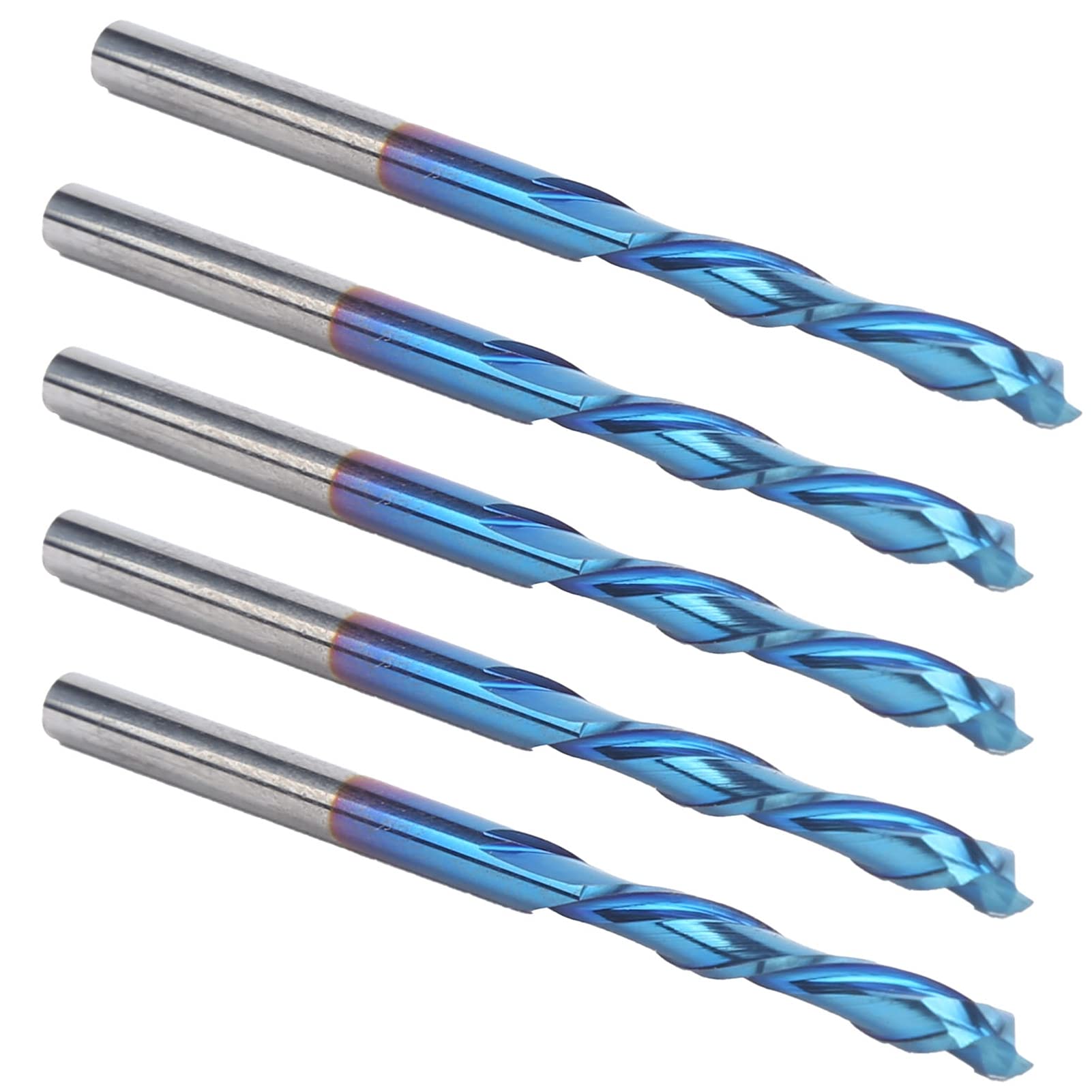 Cubo azul nano de acero tungsteno 2 herramienta de cortador de fresado de flauta 3.175x22x55 mm