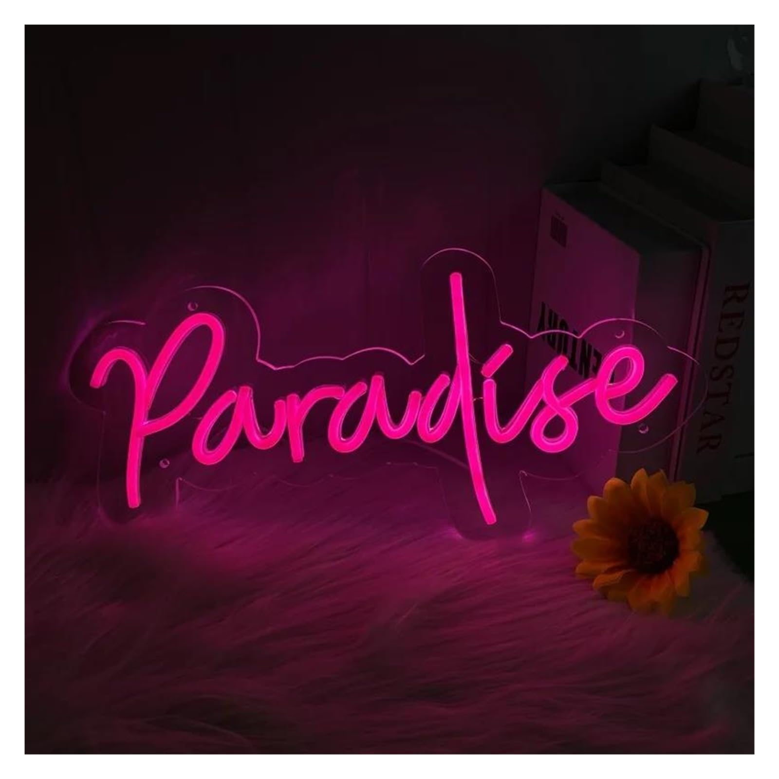 LEMST Sign Lamp Paradise Neon, Suitable Lounge Area, Vacation Style Space and Romantic Decor, USB Powered, Dimmable Switches 43.2x20.83cm