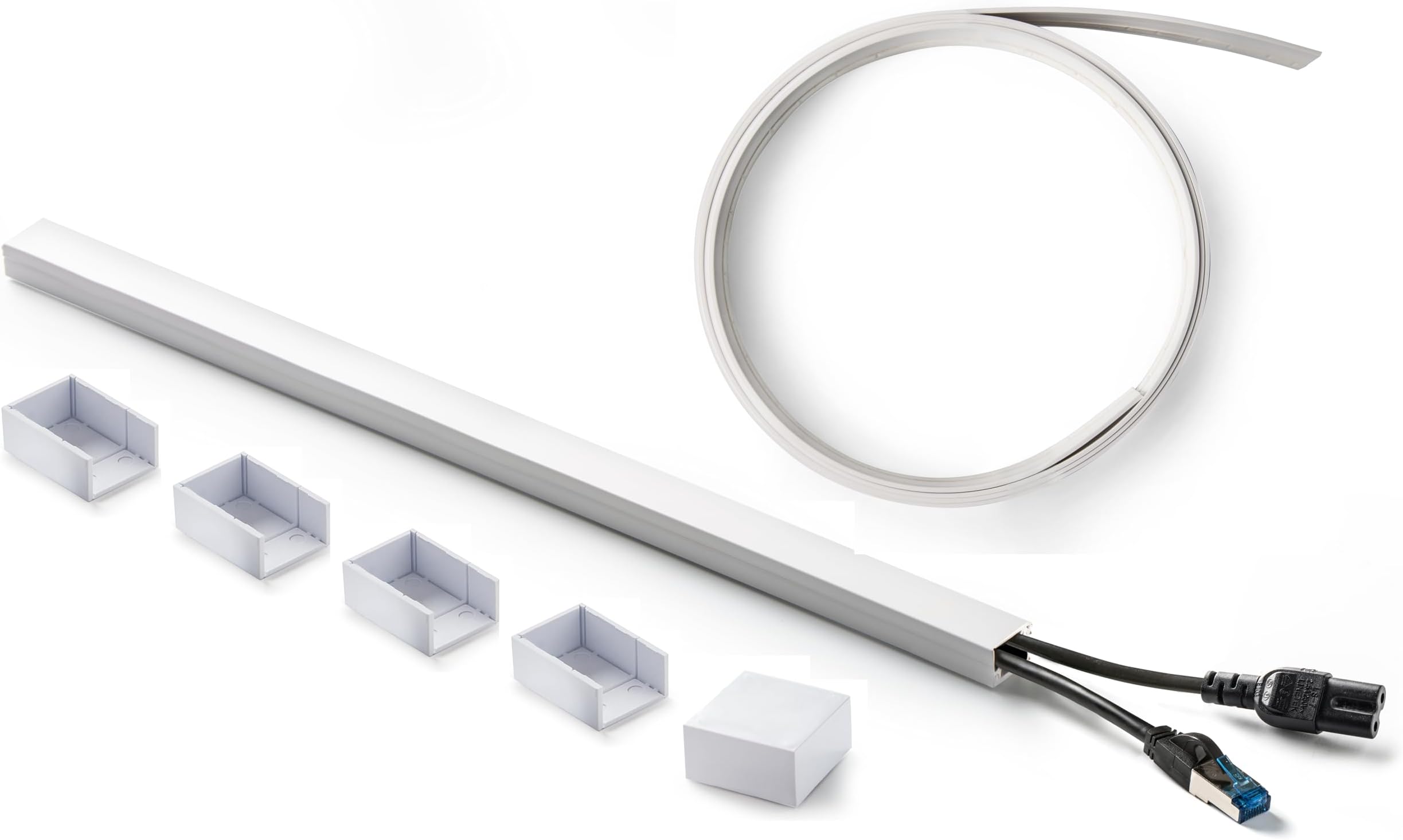 Paintable Cable Raceway Cord Management Kit – 16 ft Self‑Adhesive Cord Concealer for Organizing and Hiding Wires – Cable Trunking Raceway for Home, Office & Entertainment Systems