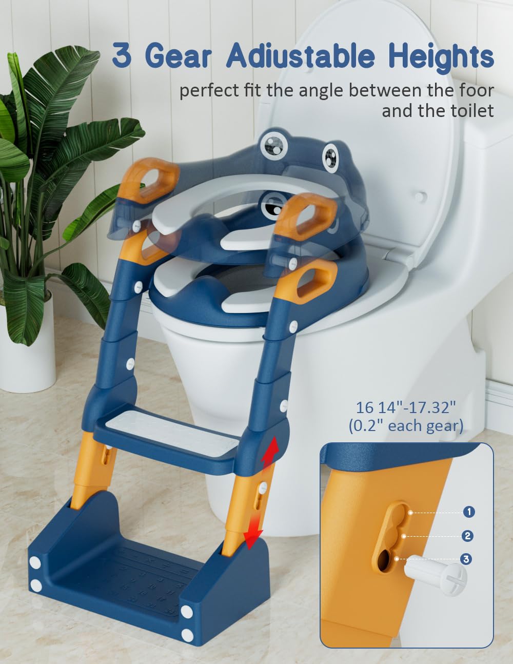 Asiento de entrenamiento para orinal, inodoro de entrenamiento para niños pequeños, asiento de inodoro 2 en 1 con escalones, protector contra salpicaduras y almohadilla antideslizante, asiento suave