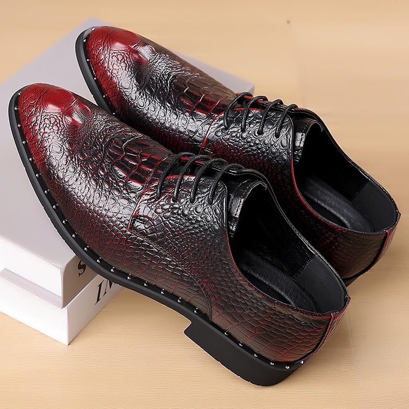 Modern Leather Business Casual Scale Pattern Formal Shoes Lace Up Oxford Shoes3