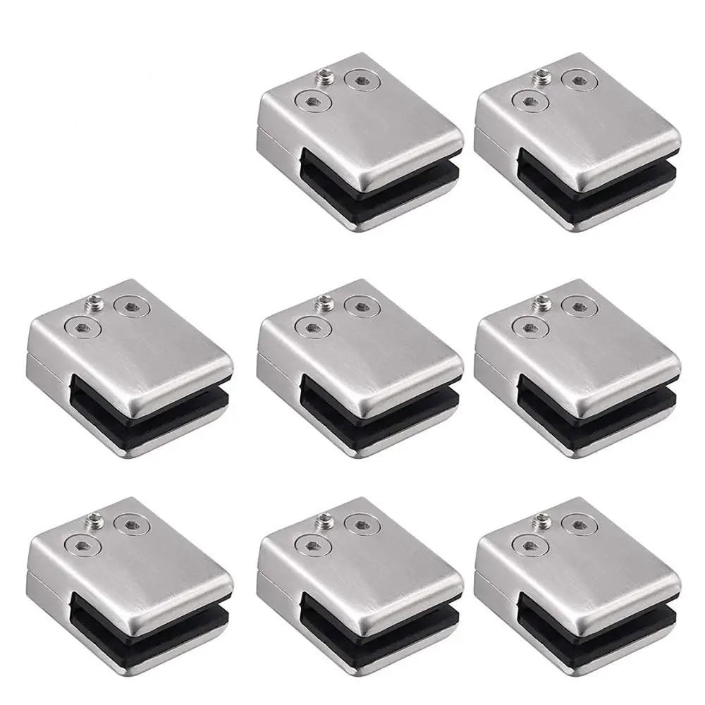 Udhsnjzg One Color Glass Clamps 8 Pieces Glass Clamps 8-10Mm Stainless Steel Adjustable Bracket For Balustrade Staircase Handrail(M-8Pcs)