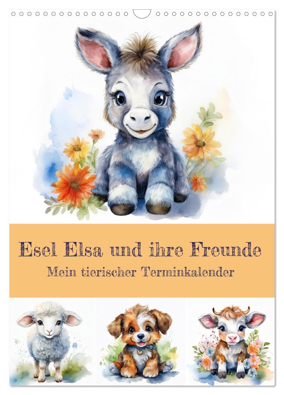 Elsa the donkey and her friends - My animal diary UK-Version (Wall Calendar 2026 DIN A3 Portrait), CALVENDO 12 Month Wall Calendar โ image 1