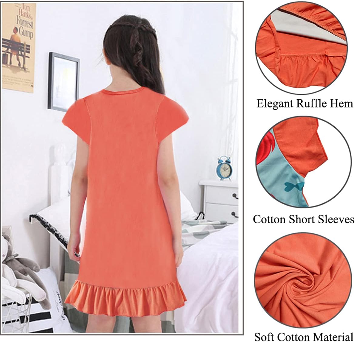 Toddler Girls Nightgown Cute Mermaid Princess Pajamas Dress Sleepwear Nightshirt - Image 3