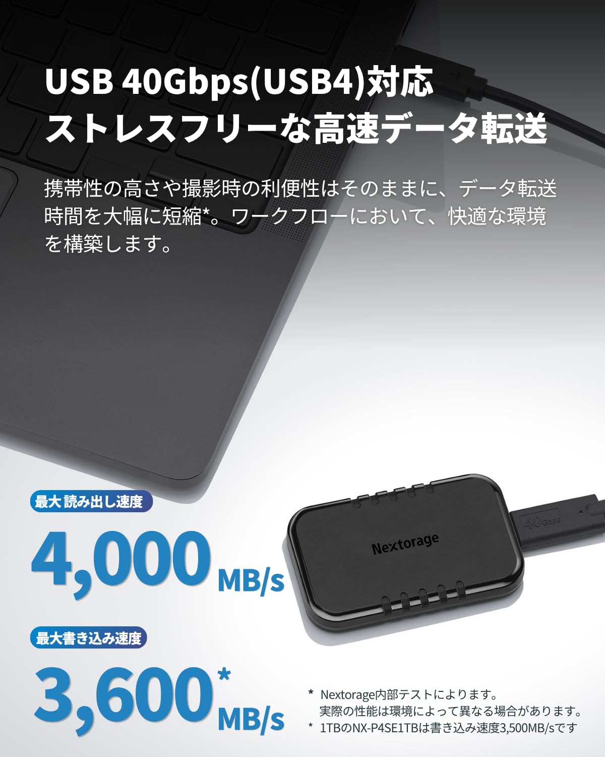 Amazon | Nextorage 日本メーカー USB4 ポータブルSSD 2TB USB4 Gen3x2