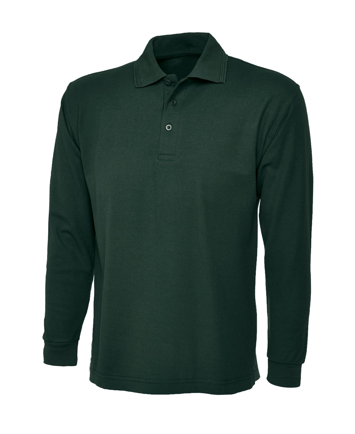 COOZO Mens Long Sleeve Polo Shirt - Bottle Green - 4XL