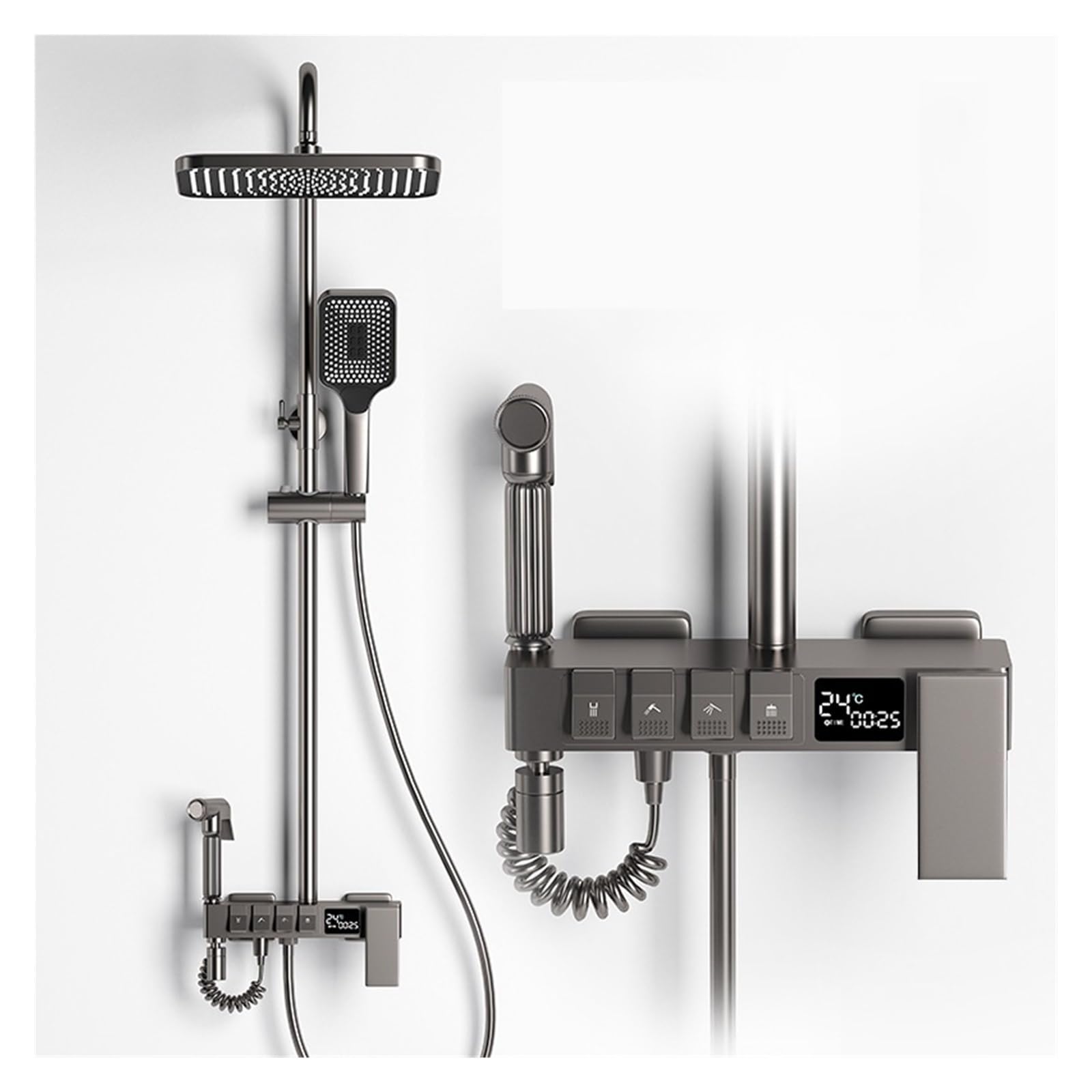 Set Doccia Digitale a LED Bagno Miscelatore Caldo Freddo Doccia Montaggio a Parete Spa Rubinetto for Vasca a Pioggia Rubinetti termostatici for Vasca da Bagno(G Hot And Cold)