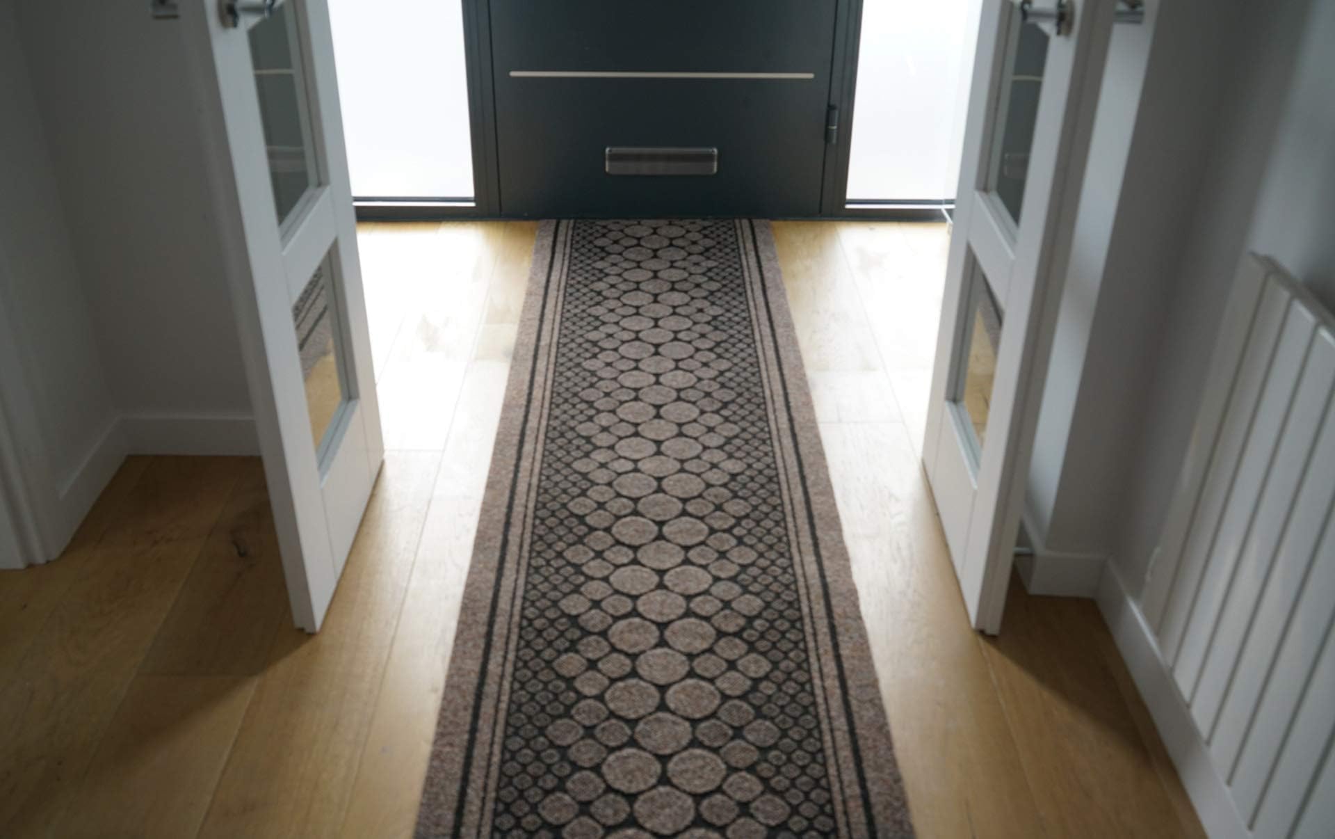 Serdim Rugs Anti-Slip Hard Wearing Rubber Back Entrance Pebbles Design Mats-Stair Runners, Brown, Length: 6 ft(182.88cm)