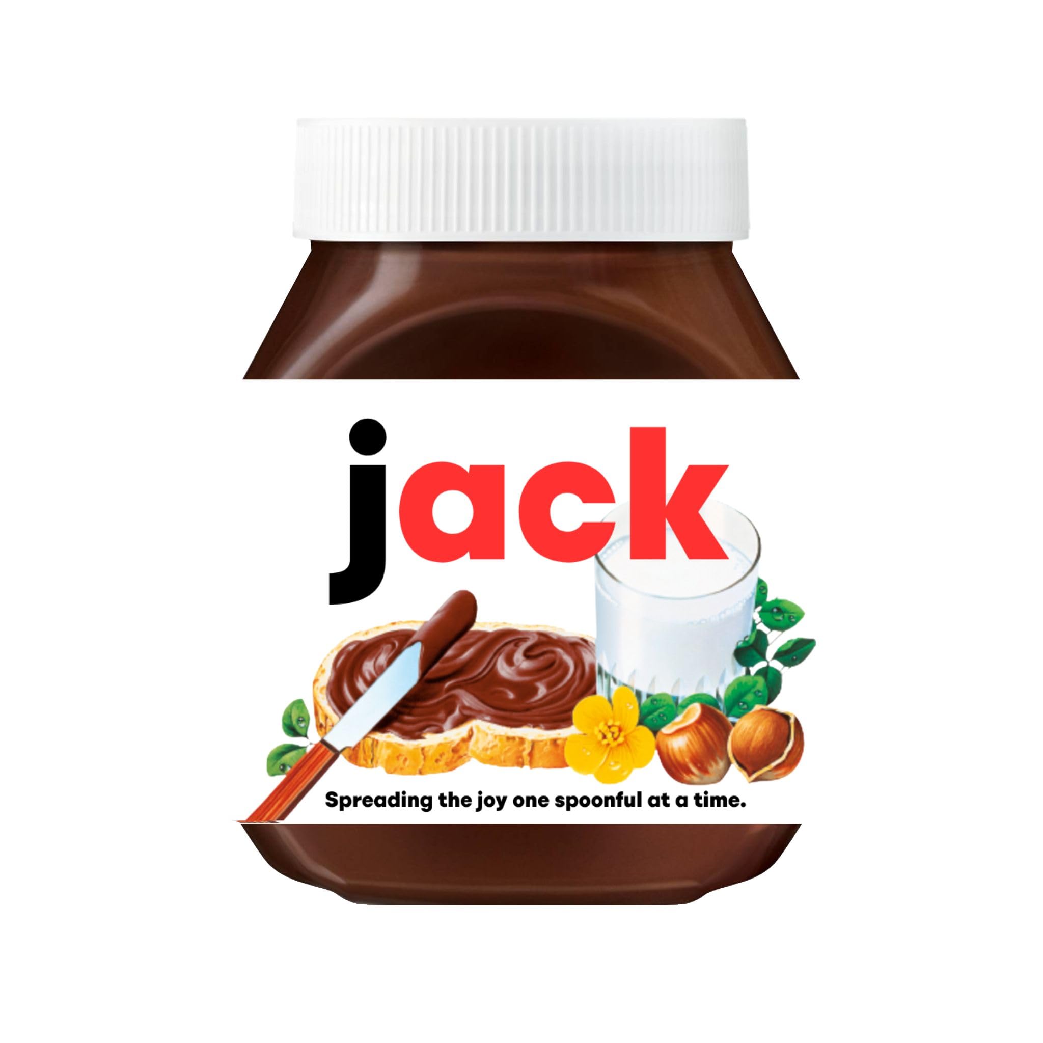 Emuworks Red, Black Premade Name Stickers Gifts: Gift Ready Custom Labels - Chocolate Spread Customised Gift, Custom Stickers For Jars, Hazelnut Cream Name Label - Christmas Gifts, Jar Not Included (Jack)