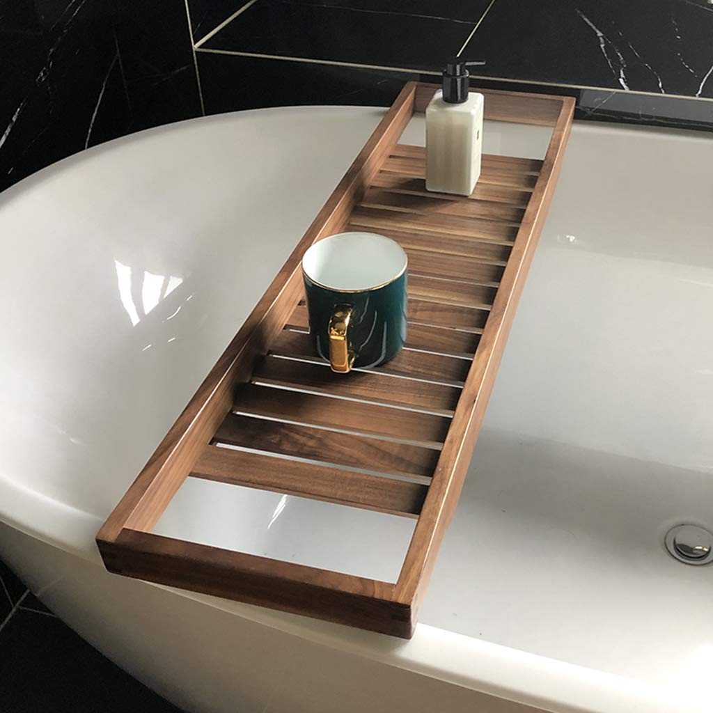 Bandeja de bambú ajustable para bañera con soporte para copas de vino, ranura para teléfono, soporte para tableta, organizador de spa de madera antideslizante para artículos esenciales de baño, mejora