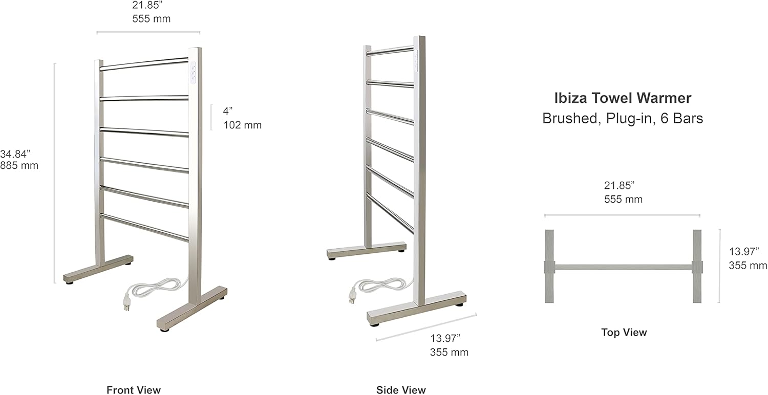 Ibiza Polished Stainless Steel Freestanding 6-Bar Towel Warmer