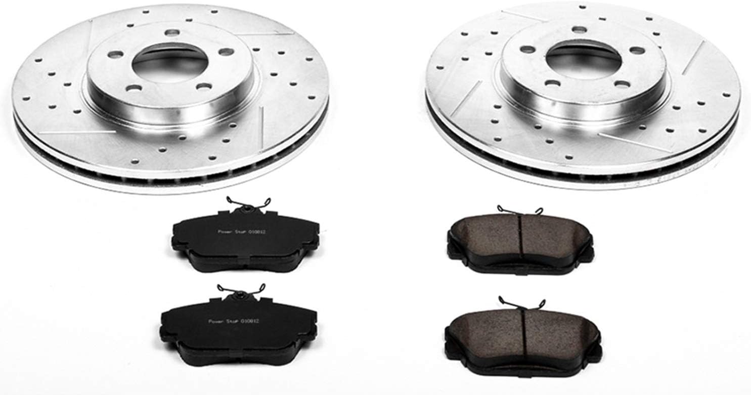Black Friday - 70% OFF Power Stop K1318 Front Z23 Carbon Fiber Brake Pads with Drilled & Slotted Brake Rotors Kit Limited Stock Power Stop K1318 Front Z23 Carbon Fiber Brake Pads with Drilled & Slotted Brake Rotors Kit