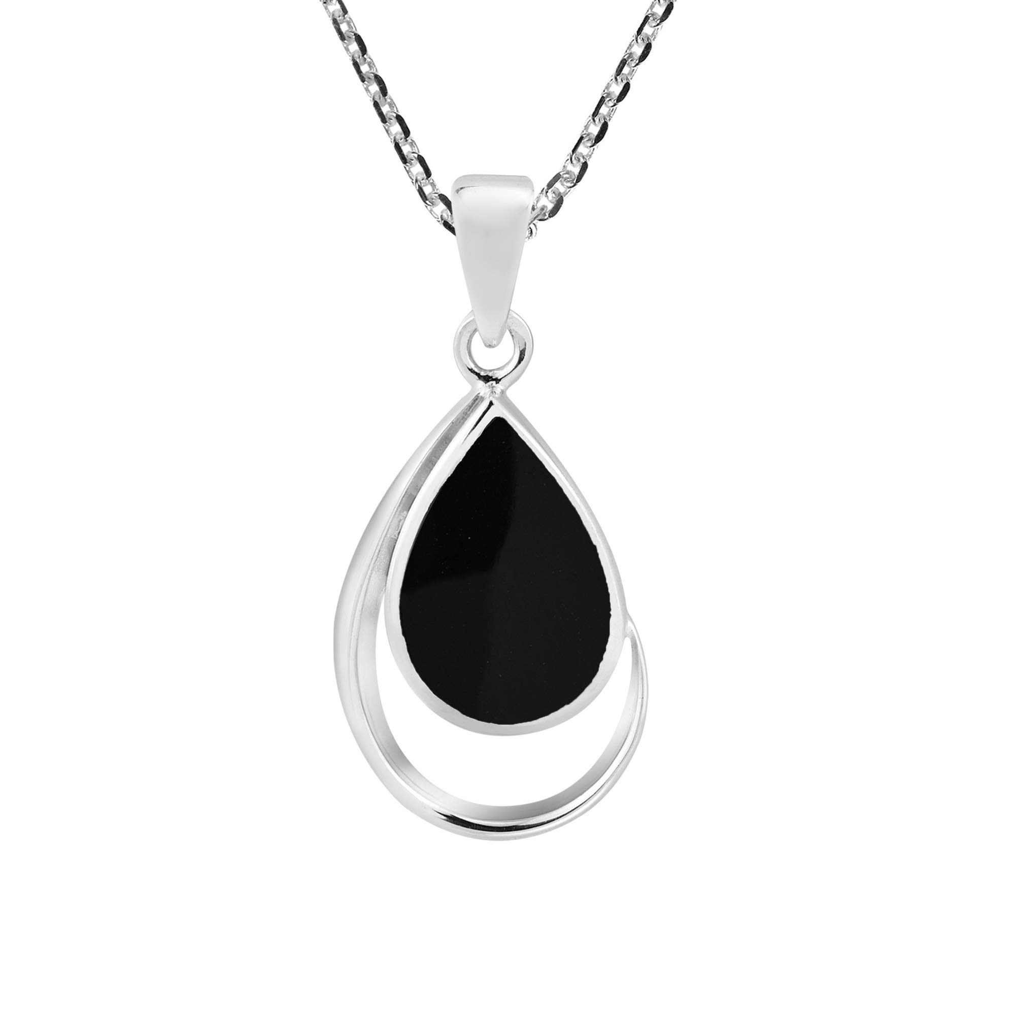 AeraVida Collana classica con ciondolo a goccia in argento Sterling 925 con onice nera simulata | collana minimalista da donna | regalo di anniversario da indossare tutti i giorni