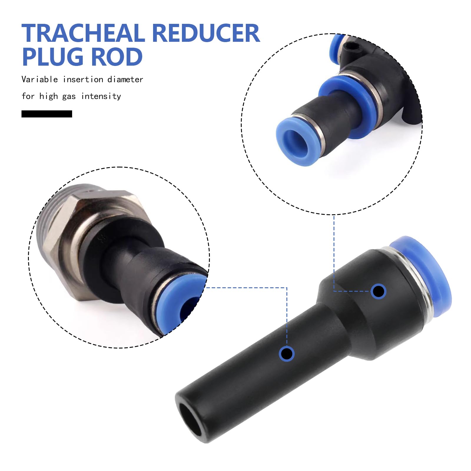 EMagTech 5 Pièces Réducteur Tige à Ajustement Rapide 8mm à 6mm Pousser Pour Connecter Raccord Plomberie Plastique 38.9x13.2mm Pour Diverses Sources Gaz Divers Systèmes Pneumatiques