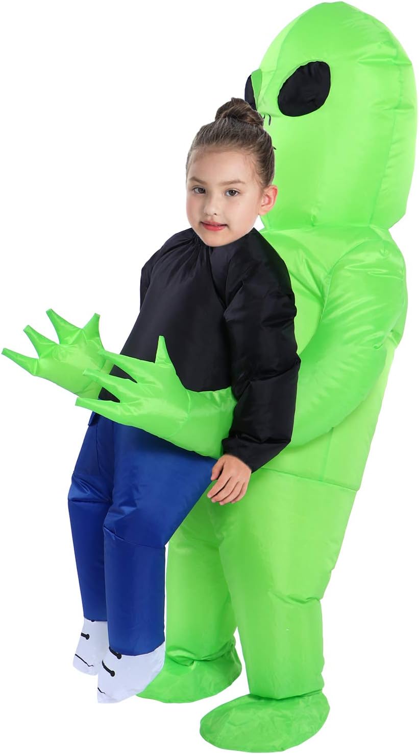 YEAHBEER Alien Costume Kids Halloween Alien Inflatable Costume for Kids Blow up Alien Costumes Cosplay Party Dress Up (Child Alien Rider)