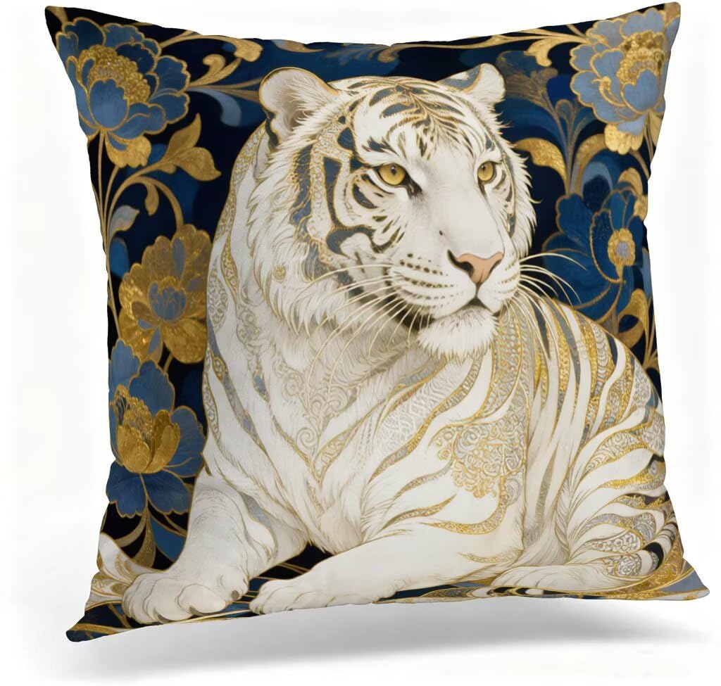 Coussin tigre fleur outdoor 70x70 en lin pour renouveler un canape fatigue
