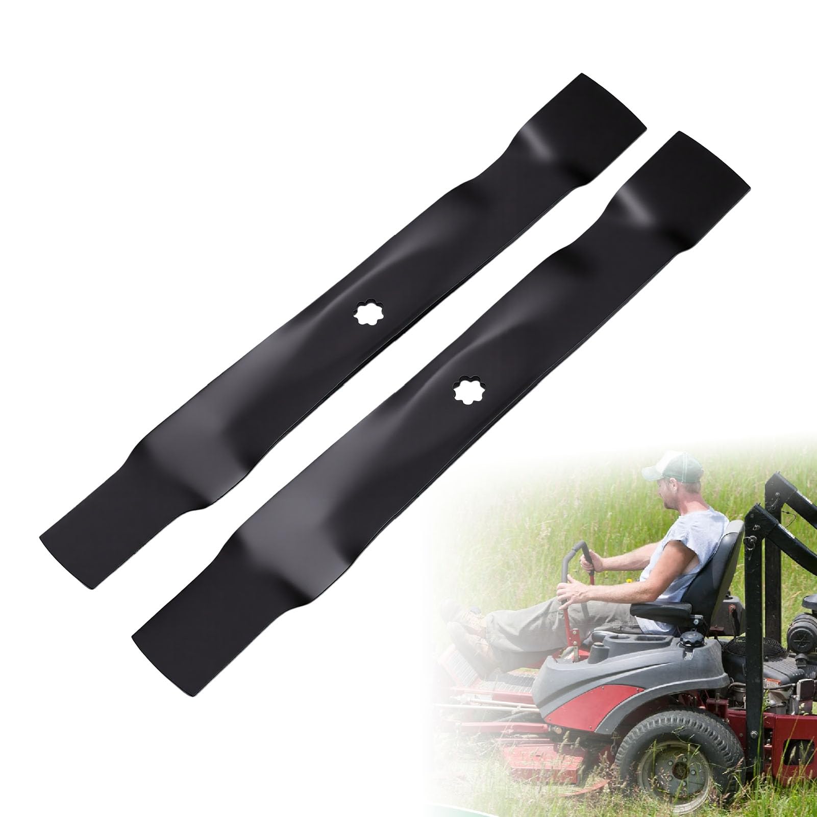 Yctze Lame di Ricambio per Tosaerba da 42 Pollici GX22151 GY20850 in Acciaio al Carbonio per Pacciamatura, Confezione da 2 per Trattorini da Prato E100 E120 X300 D110 S120