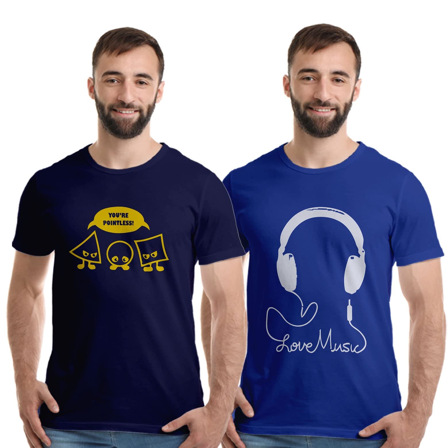 Boodbuck Printed Cotton T-Shirt for Men Combo Pack of 2