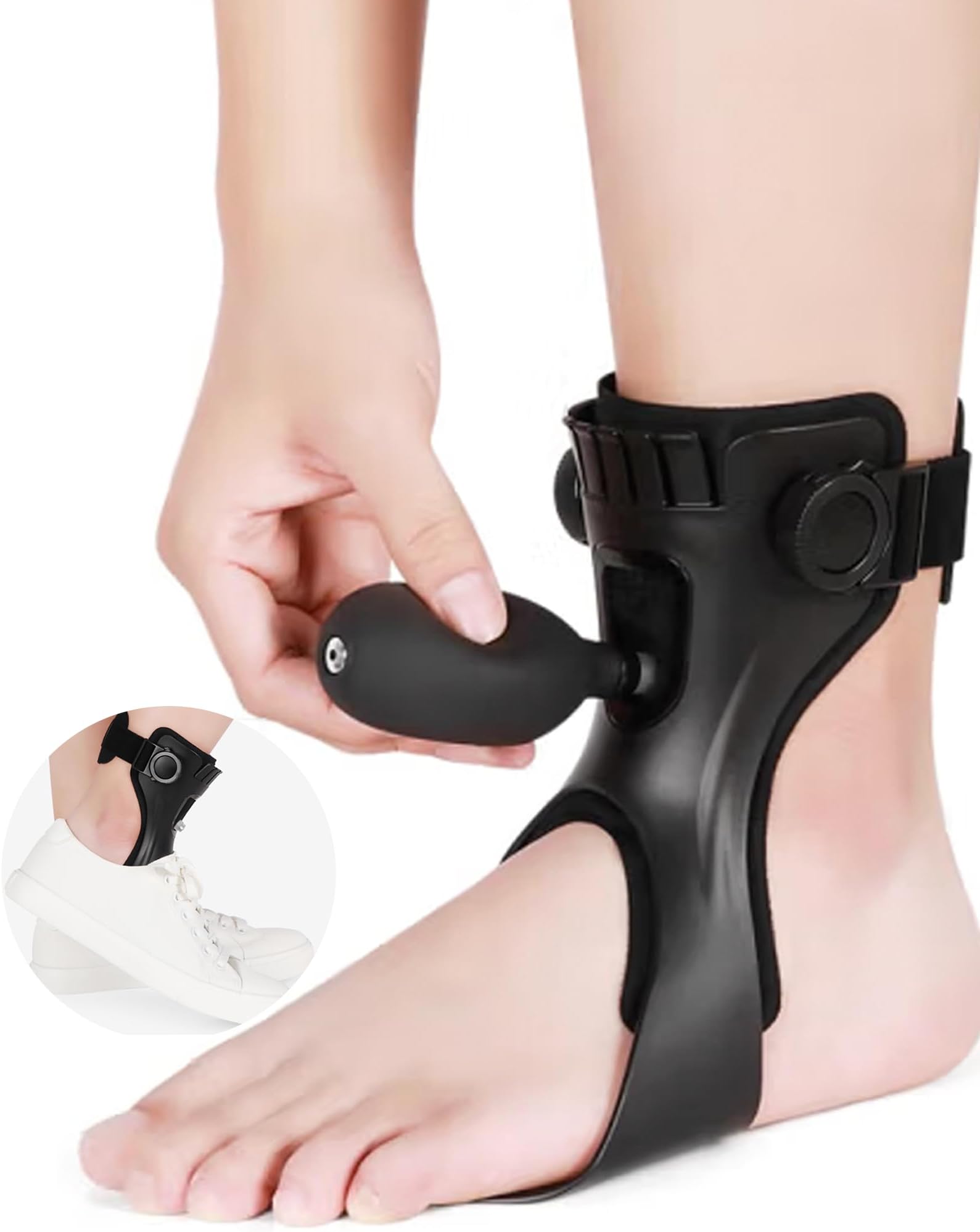 AFO Drop Foot Brace for Walking - Upgraded Inflatable Version, More Comfortable & Efficient, Adjustable Foot Drop Orthotic Brace, Achilles Tendonitis, Plantar Fasciitis, Stroke, TBI, ALS, MS, Bone Fracture, AFO, ASO(Left, Medium)
