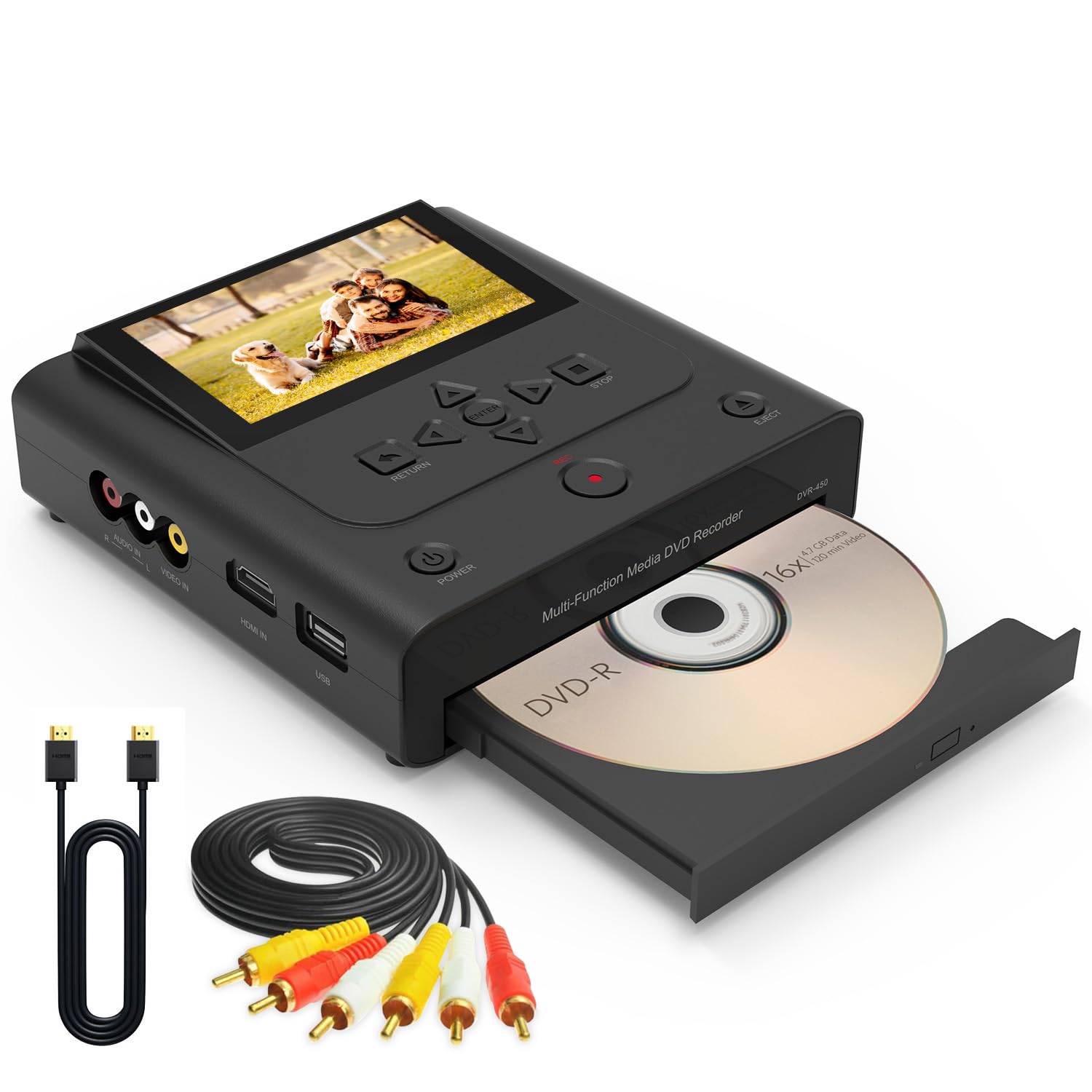 Multi-Function Media DVD Recorder with LCD Display, AV and HDMI Inputs, Black-image-29
