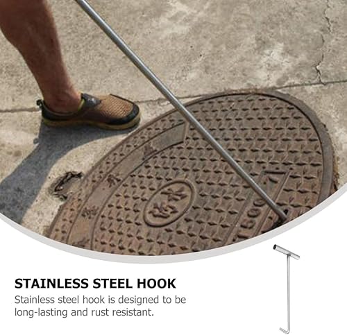 Miniatura 7 de Herramienta de utilidad Gancho de tapa de boca de acero inoxidable Gancho T Herramienta de registro Ganchos de elevación de boca Ganchos de