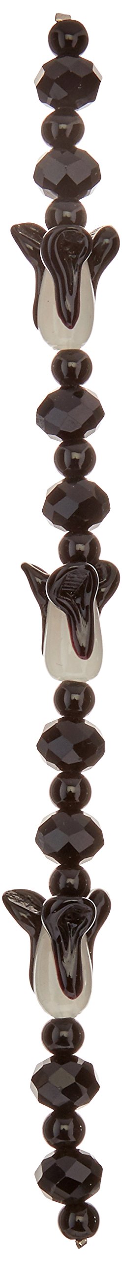 fiona7-Inch Cabbage Lampwork Glass Bead Strand, Jet