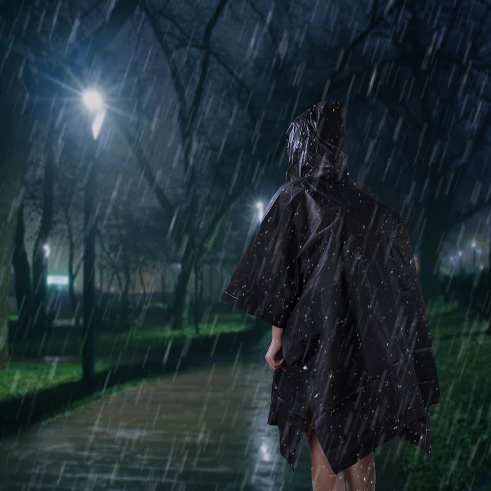 flintronic Poncho, EVA Poncho Impermeabile Riutilizzabile, Impermeabile Portatile con Cappuccio per Adulto, Poncho Antipioggia per Uomo e Donna, per Campeggio, Escursionismo
