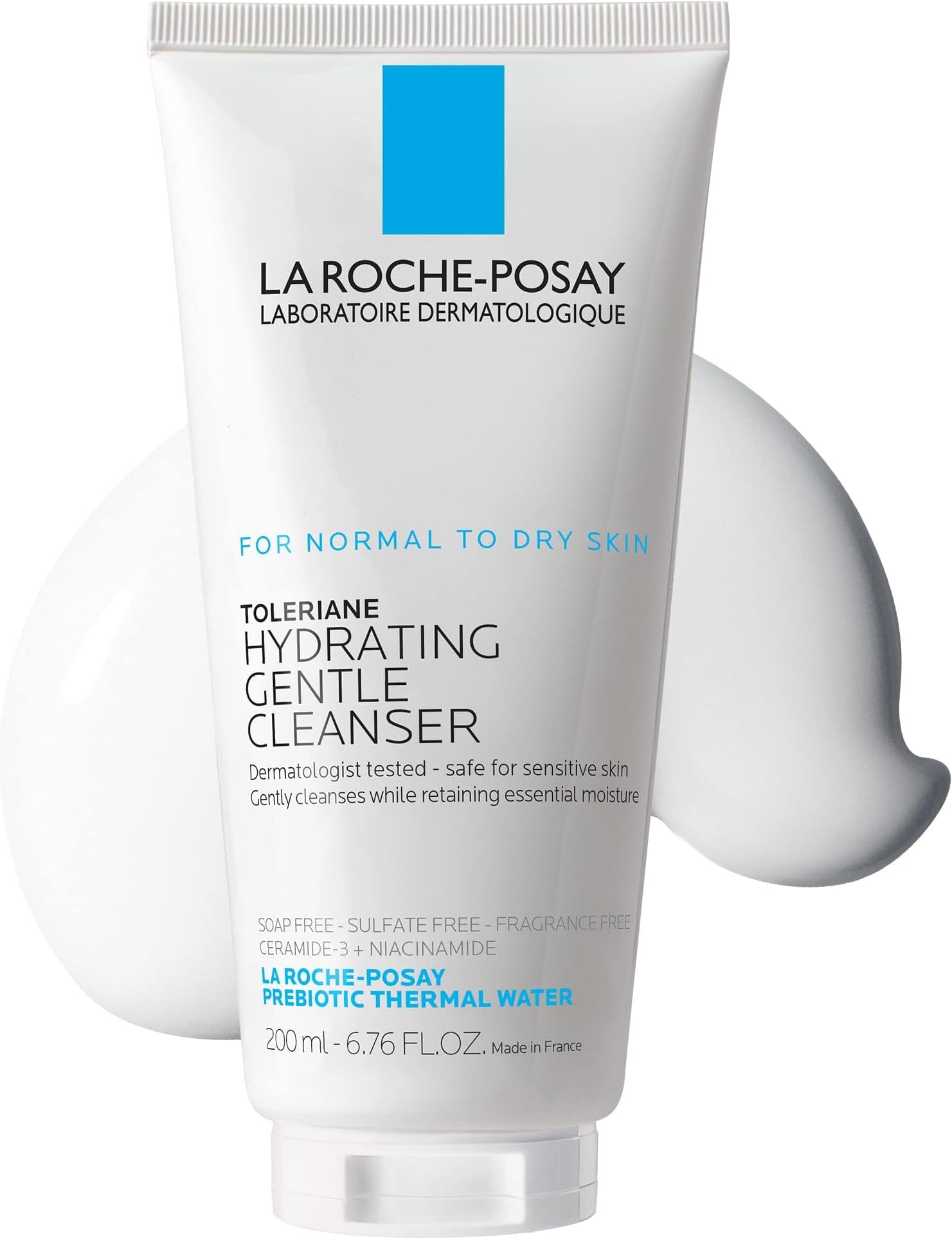 Toleriane Hydrating Gentle Facial Cleanser, Daily Face Wash with Ceramide and Niacinamide for Normal to Dry Sensitive Skin, Oil-Free, Fragrance Free
