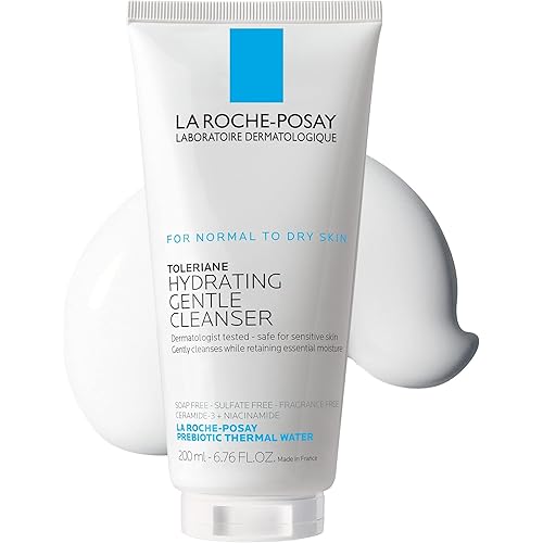 La Roche-Posay Toleriane Hydrating Gentle Face Cleanser, Hydrating Facial Cleanser With Niacinamide + Ceramides, Daily Face Wash For Dry Skin To Normal Skin, Sensitive Skin Tested, Fragrance Free