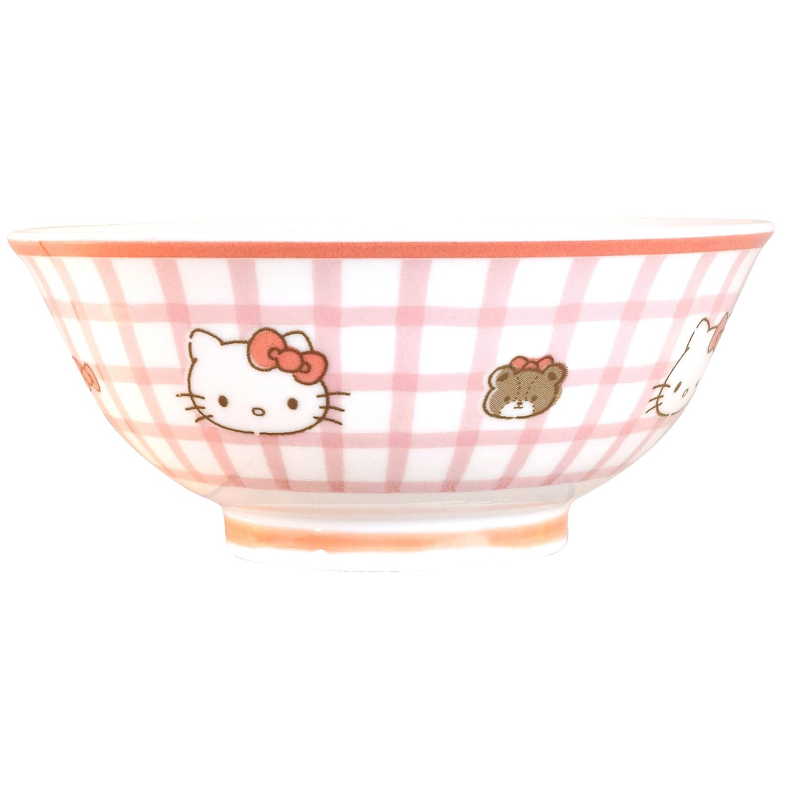 Sanrio (SANRIO) "Hello Kitty" Donburi Bowl 16cm, Microwave and Dishwasher Safe, Tableware Goods, Dyed, Checked, Made in Japan 300105