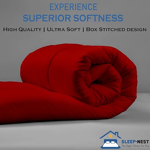 Miniatura 3 de SLEEP-NEST Edredón alternativo de plumón de 3 piezas color burdeos para todas las estaciones, tamaño Queen de 98 x 98 pulgadas, 3 piezas con 8