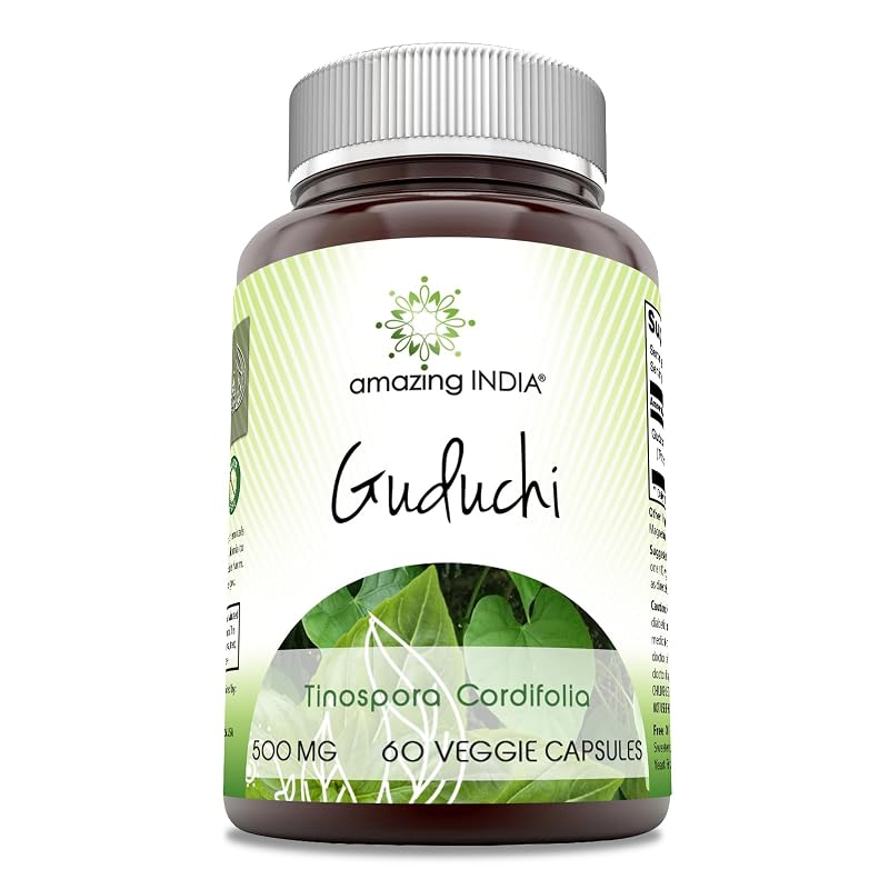 Amazing India Suplemento de Guduchi 500 mg — 60 cápsulas vegetarianas